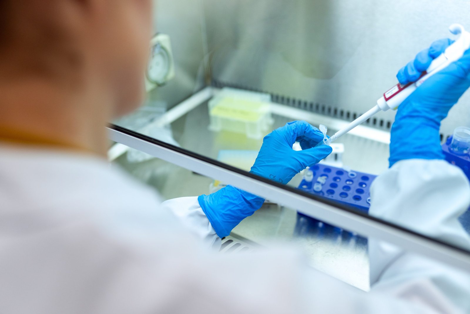 Engineer installing laboratory equipment