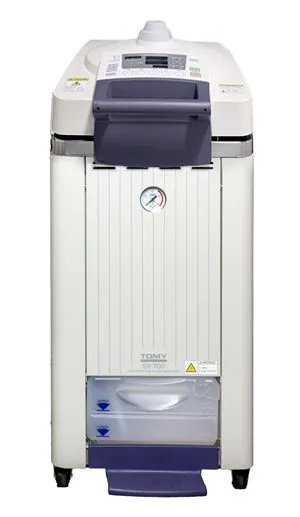 TOMY SX-700U 69 litre vertical laboratory autoclave, front view